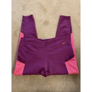 NIKE THERMA-FIT ONE PLUS SIZE MID-RISE LEGGINGS VIOTECH/PINK‎ SIZE XXL